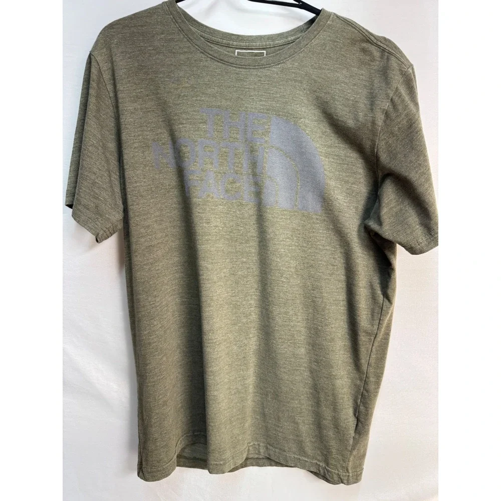 The North Face Mens Large Olive Green Heather Graphic Logo Short Sleeve T-Shirt